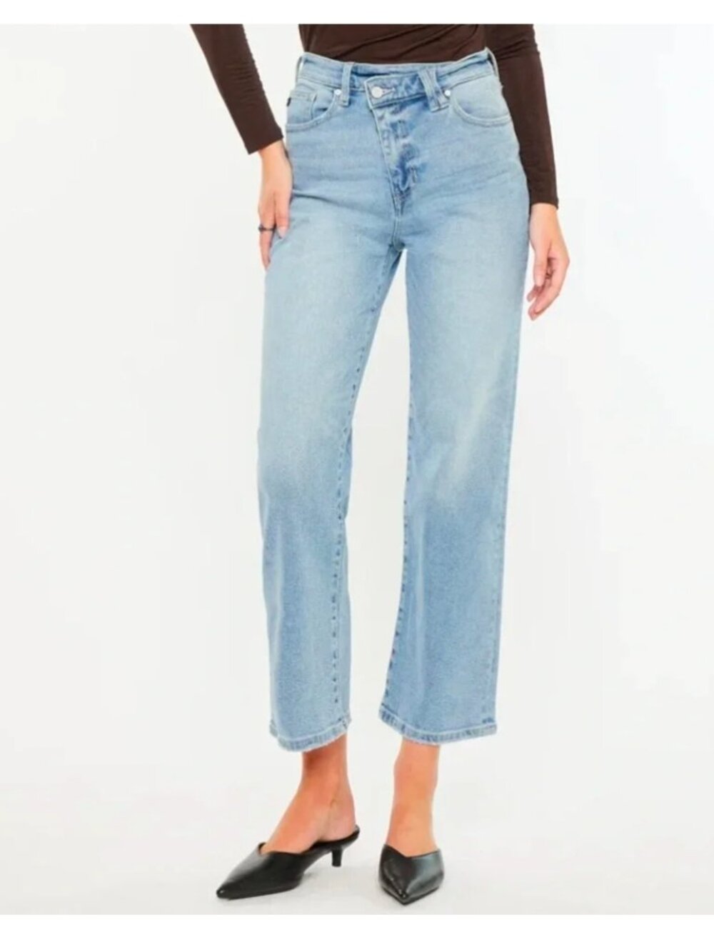 KanCan Bethany High Rise 90's Criss Cross Straight Leg Jeans 15/31 Women's